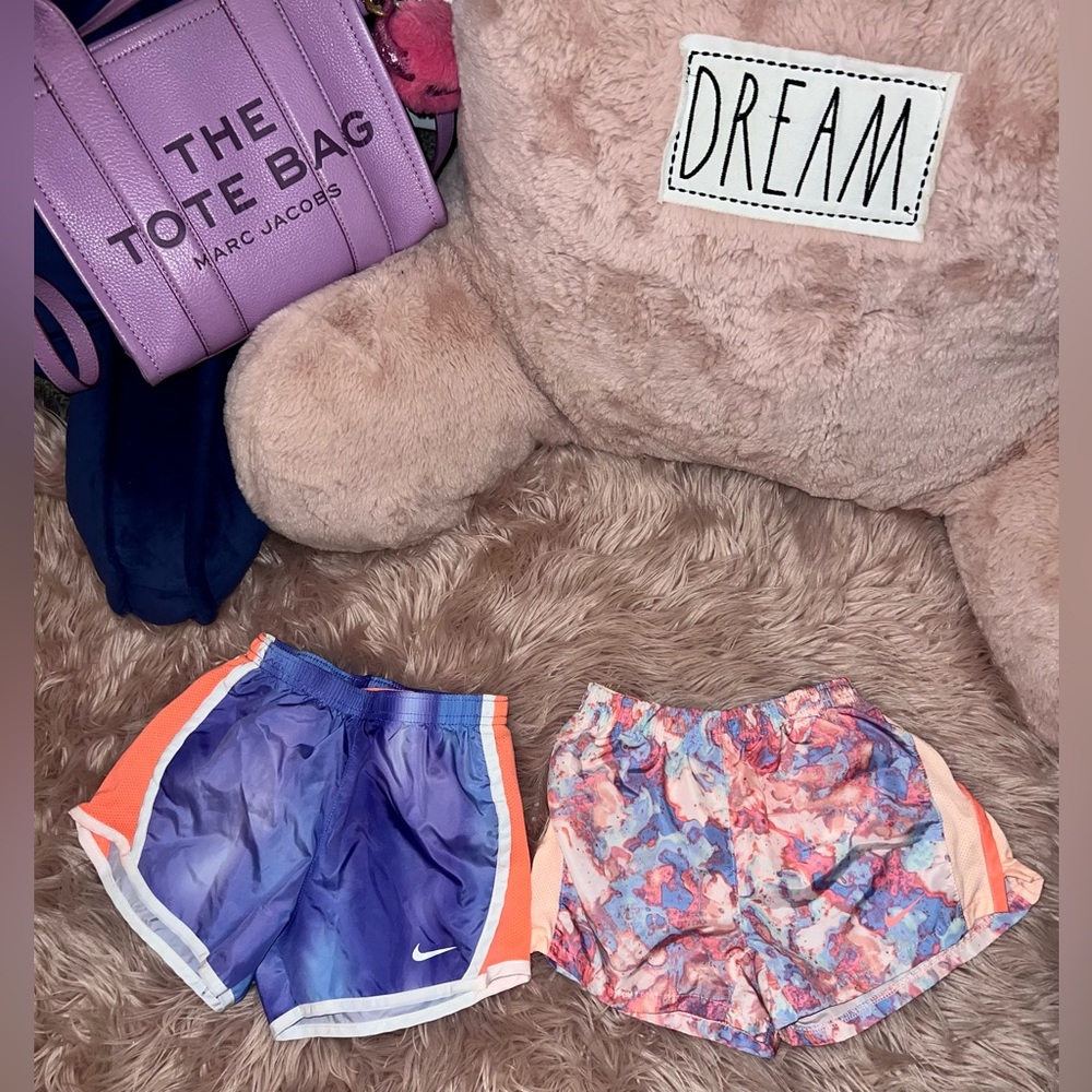 NWOT Nike Set of 2 Girls Purple & Orange Dri-Fit Shorts, Sz 5-6 & 6-7